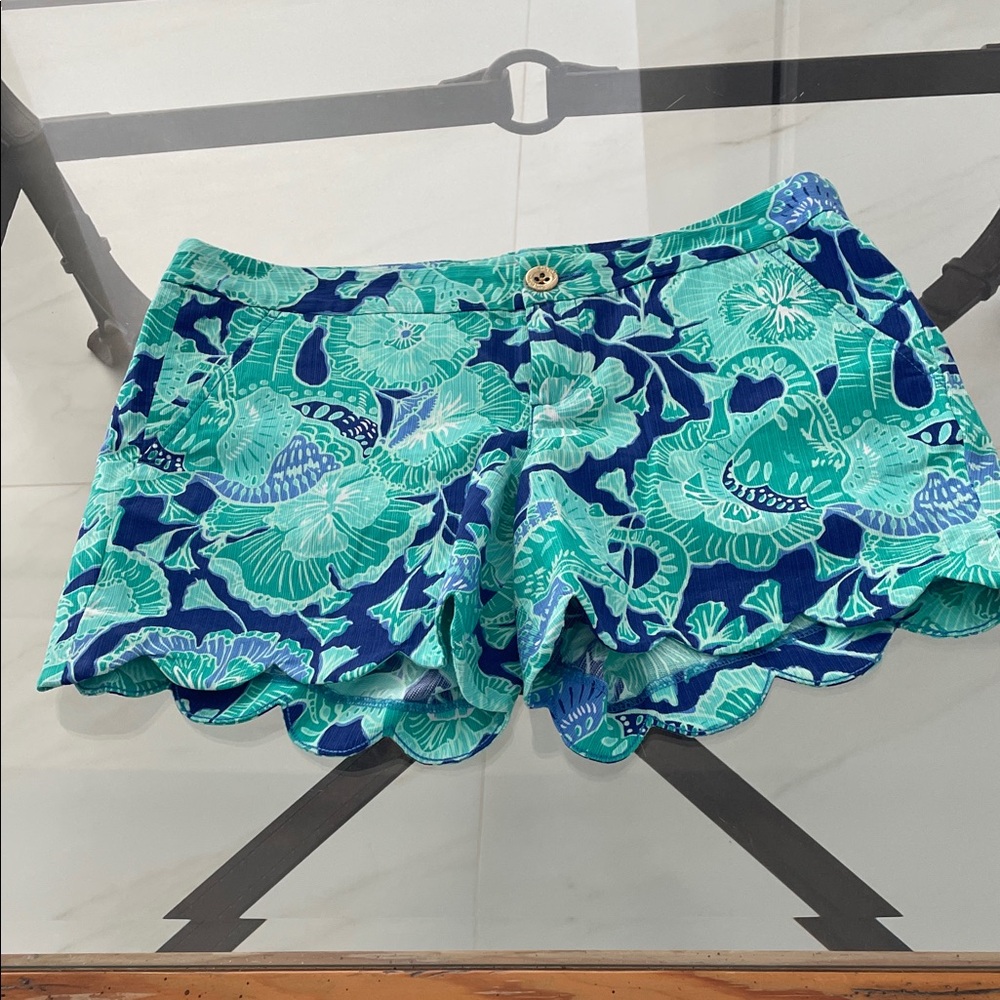 Lilly Pulitzer Teal and Blue Floral Women's Shorts
